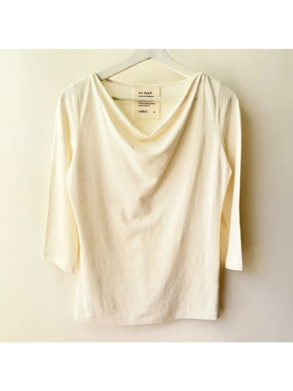 LANIUS Cowl Neck 3/4 Sleeve Top Whisper White Women’s Size 36